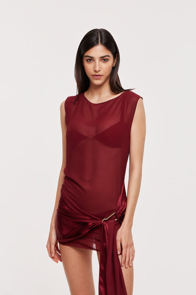bianca sheer mini dress Sole mini dress in wine L